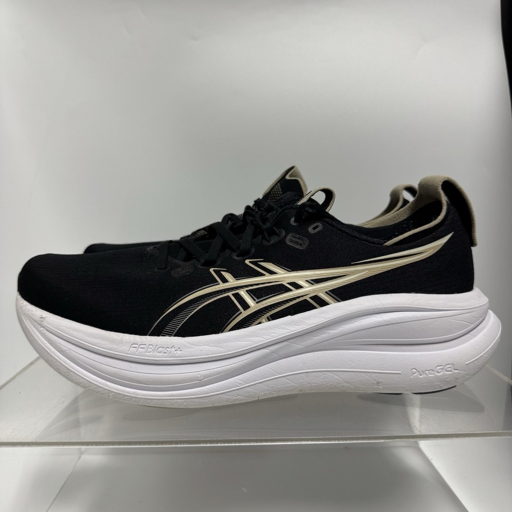 Asics Gel-Nimbus 28 Black Khaki Running Shoes Sneakers 1011C127 Men's Size 11.5